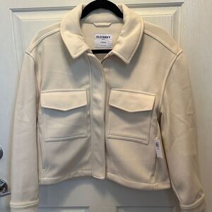 Old Navy Women's Utility Jacket in Cream Size Medium Petite Minimalistic Style
